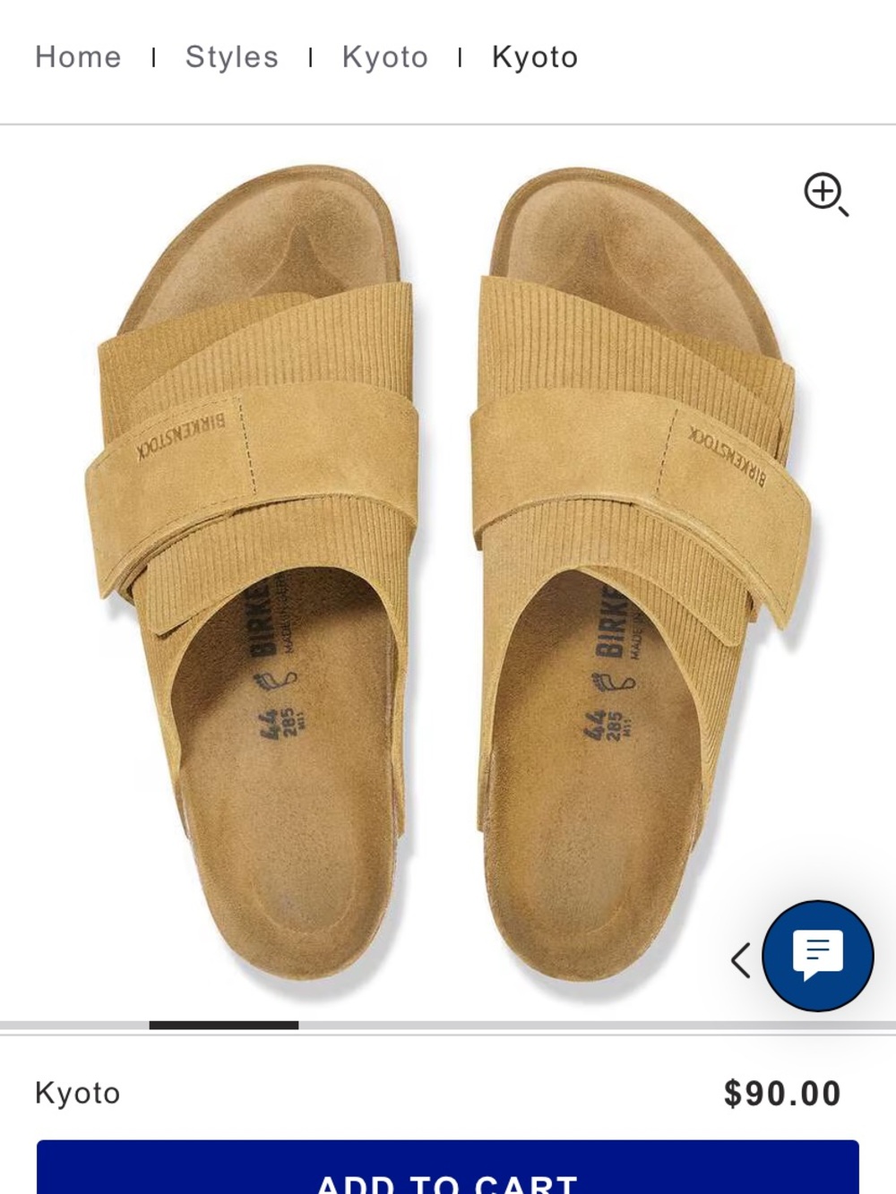 Birkenstock Kyoto 39 Sandals in Camel Suede Size 8